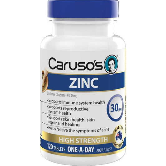 Caruso's Zinc 120 Tablets - Immune Support & Skin Health - Auzzi Store