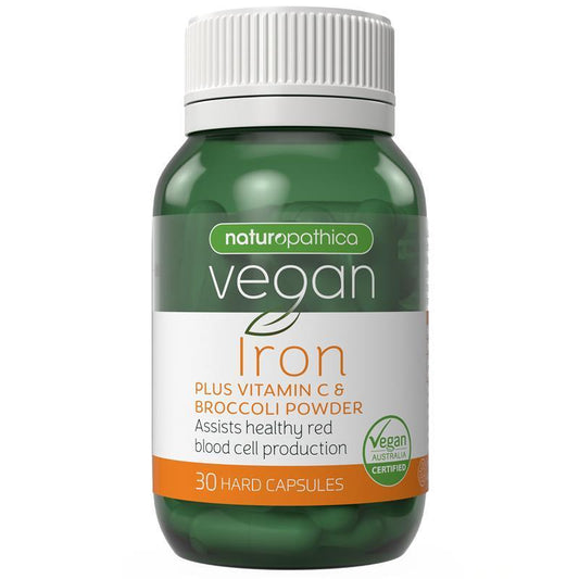 Naturopathica Vegan Iron Supplement with Vitamin C & Broccoli – 30 Capsules - Auzzistore