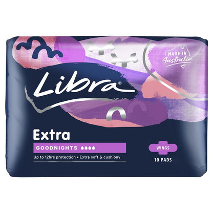 Libra Extra Goodnights Pads with Wings - 10 Pads, 12H Protection