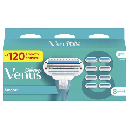 Gillette Venus Smooth Women's Razor Blade Refills 8 Pack - Effortless Shaving - Auzzistore