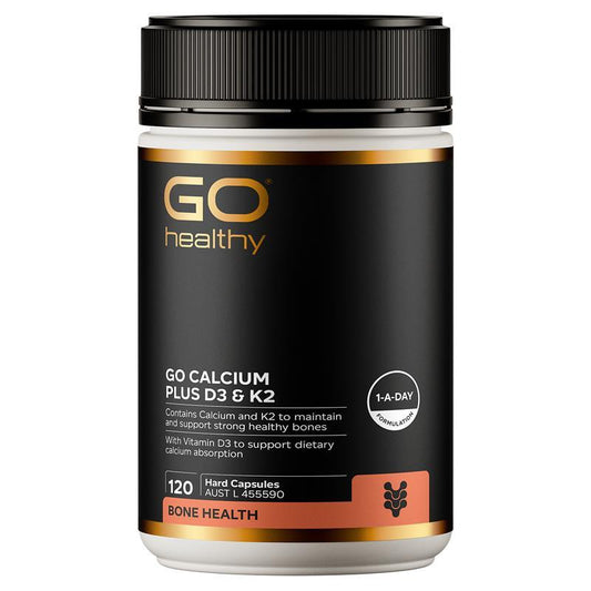 GO Healthy Calcium Plus D3 & K2 120 Hard Capsules - Strong Bone Support