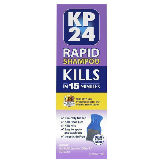 KP24 Rapid Head Lice/Nit Shampoo - 100ml with Comb-Auzzi Store