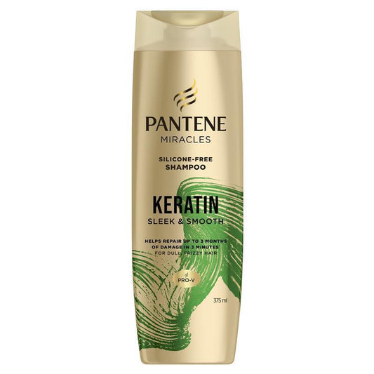 Pantene Miracles Keratin Smooth & Sleek Shampoo 375ml - Silicone-Free Formula