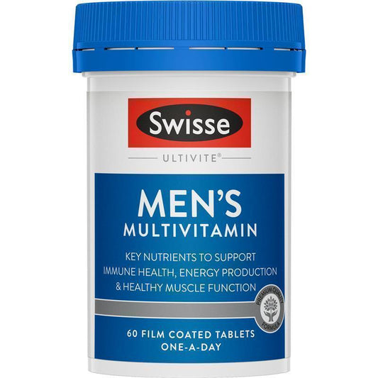 Swisse Ultivite Men’s Multivitamin 60 Tabs - B Vitamins, Zinc, Magnesium, Vit D