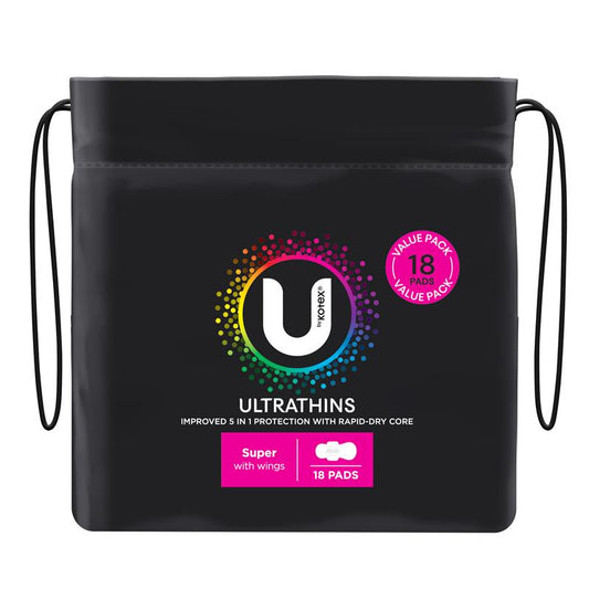 U by Kotex Ultrathin Super Wing Pads with Rapid-Dry Core, 18-Pad – view 2