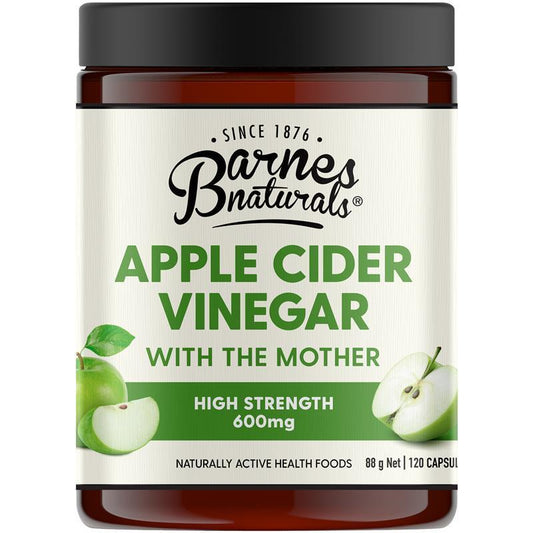 Barnes Naturals Apple Cider Vinegar Capsules 600mg with The Mother - 120 Capsules - Auzzistore