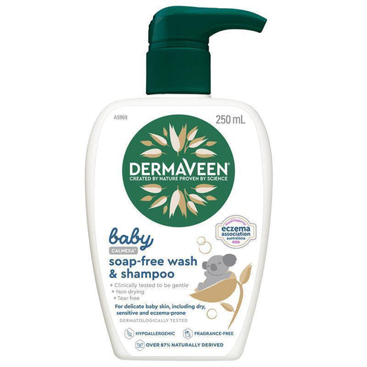 DermaVeen Baby Calmexa Soap-Free Wash & Shampoo 250ml - Gentle Cleansing for Delicate Skin