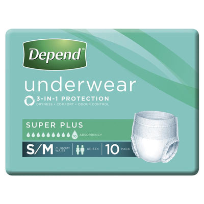 Depend Super Plus Unisex Underwear S/M 10 Pack – Maximum Protection