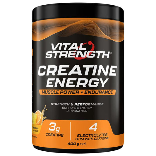 VitalStrength Creatine + Energy - Tropical 400g | Boost Energy & Strength - Auzzistore