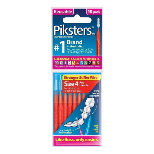 Piksters Interdental Brushes Size 4 Red 10 Pack - Essential Dental Care-Auzzi Store