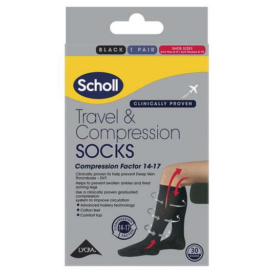 Scholl Travel and Compression Socks - Unisex Size 6-9-Auzzi Store