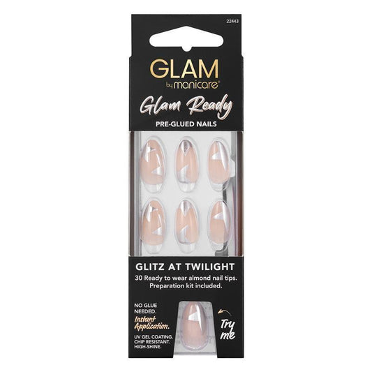 Glam By Manicare Glam Ready Pre-Glued Nails - Glitz At Twilight (30 Pieces)