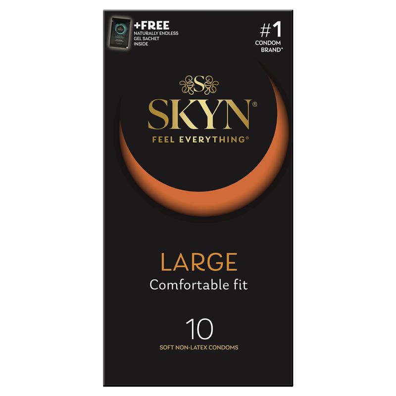 SKYN Large Non-Latex Condoms 10 Pack – Ultra Smooth Polyisoprene