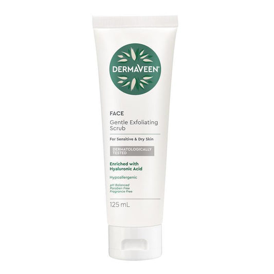 DermaVeen Face Gentle Exfoliating Scrub - 125ml for Sensitive Skin