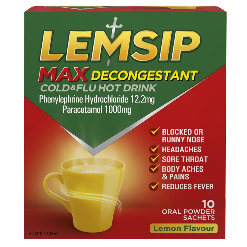 Lemsip Max Decongestant Lemon 10 Sachets - Cold & Flu Relief - Auzzi Store