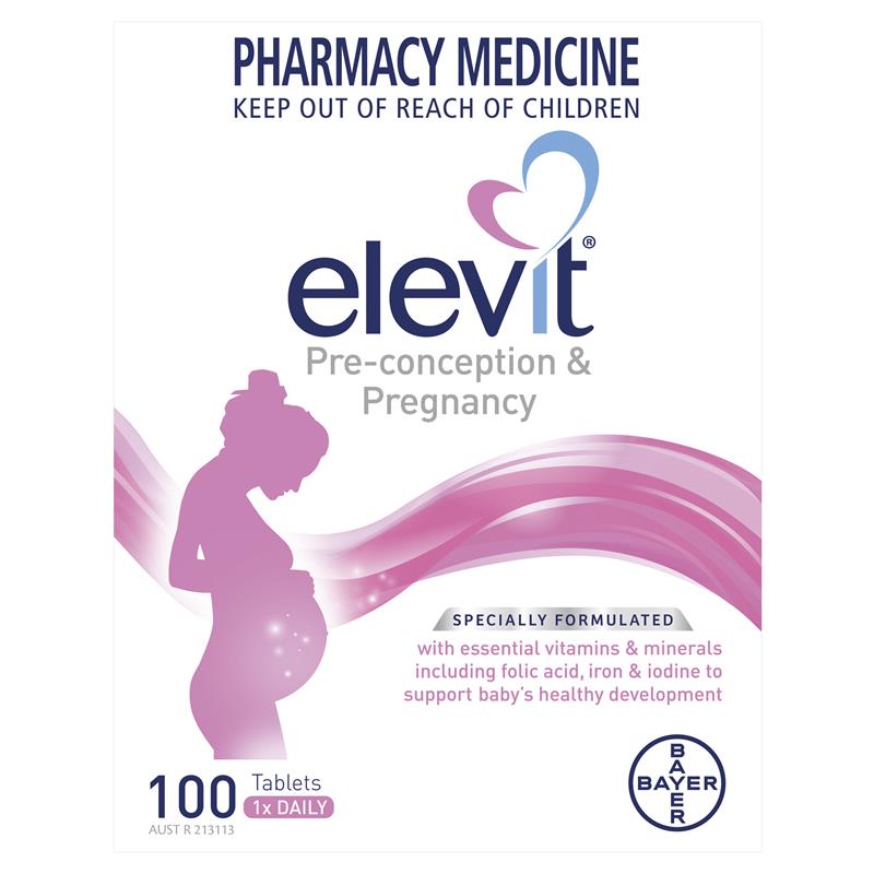 Elevit Prenatal Multivitamin Tablets - 100 Count with Folic Acid & Iron