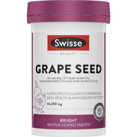 Swisse Grape Seed 14,250mg 180 Tablets - Antioxidant-Rich Skin Support-Auzzi Store