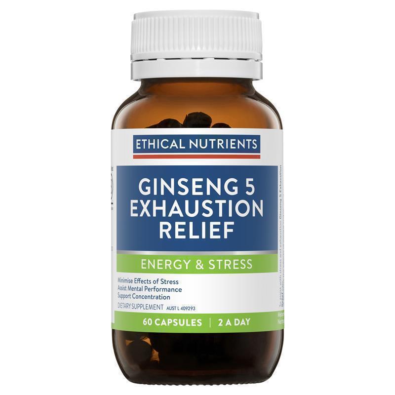 Ethical Nutrients Ginseng 5 Exhaustion Relief Capsules – 60 Count