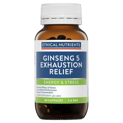 Ethical Nutrients Ginseng 5 Exhaustion Relief Capsules – 60 Count