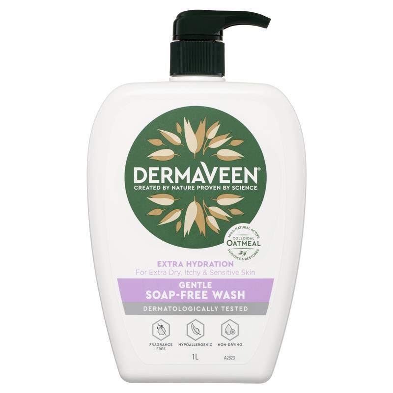 DermaVeen Fragrance-Free Soap-Free Wash for Dry, Sensitive Skin 1L