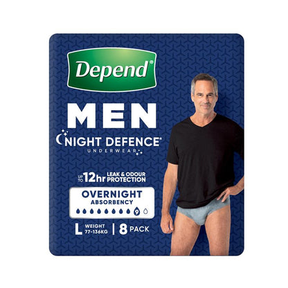 Depend RealFit Night Defense Men's Large Disposable Underwear, 8-Pack