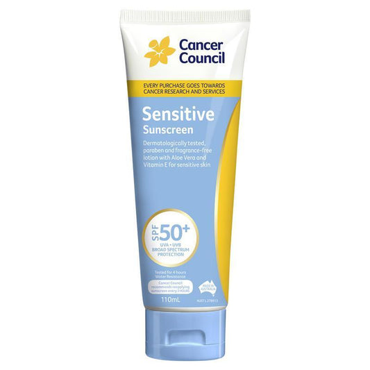 Cancer Council SPF 50+ Sensitive Sunscreen 110ml Tube-Auzzi Store