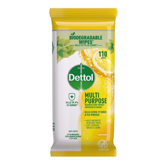 Dettol Multipurpose Wipes Lemon Burst - 110 Pack - Auzzistore