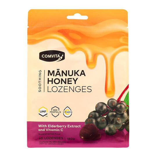 Comvita Manuka Honey Lozenges with Elderberry Extract & Vitamin C - 40 Lozenges-Auzzi Store