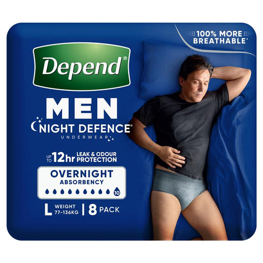 Depend RealFit Night Defense Men's Large Disposable Underwear, 8-Pack – view 2 - Auzzistore