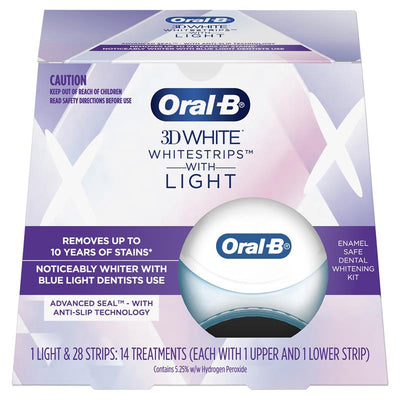 Oral B 3D White Strips Teeth Whitening Kit - 14 Treatments + LED Light