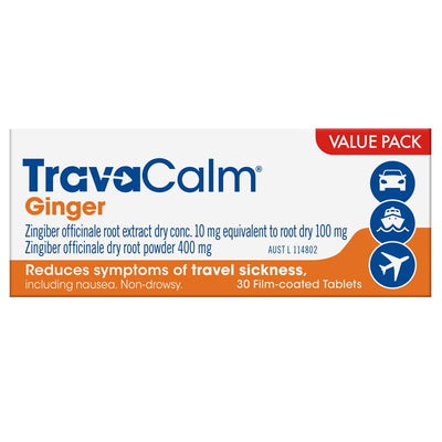 Travacalm Ginger Tablets - 30 Count for Natural Relief