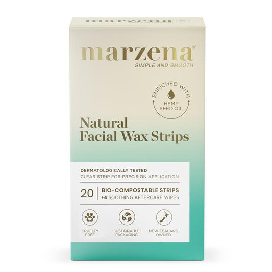 Marzena Natural Facial Wax Strips 20 Pack - Eco-Friendly Hair Removal