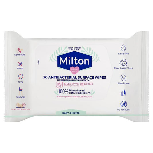 Milton Antibacterial Surface Wipes - 30 Pack for Quick Clean-Ups-Auzzi Store