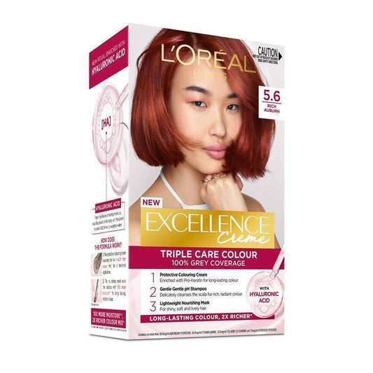 L'Oreal Excellence Creme 5.6 Rich Auburn Hair Colour - 1 Unit - Auzzi Store