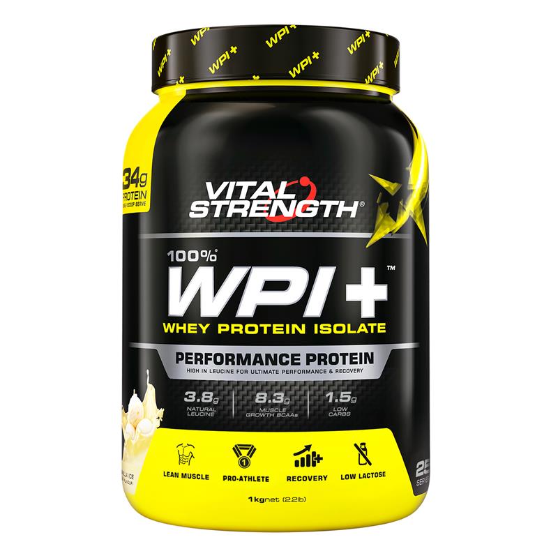 Vital Strength WPI Plus 100 Whey Protein Isolate - Vanilla 1kg-Auzzi Store