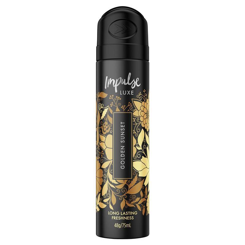 Impulse Luxe Golden Sunset Body Spray 75ml – Sweet Peach & Floral Scent