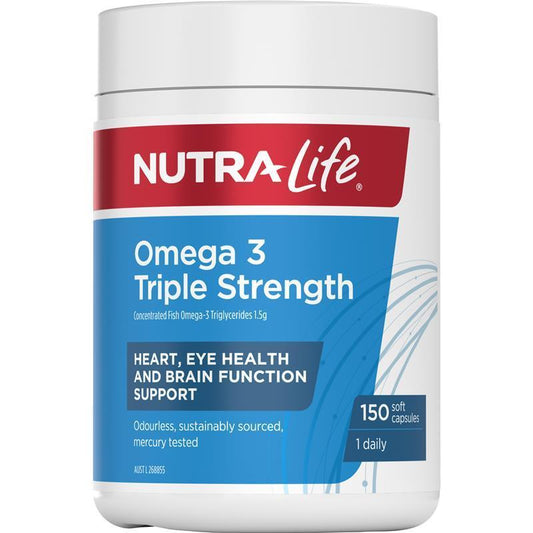 Nutra-Life Omega 3 Triple Strength Odourless 150 Capsules - Heart & Brain Health-Auzzi Store