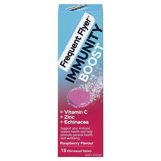 Frequent Flyer Immunity Boost Raspberry 15 Effervescent Tablets - Support Your Immune System