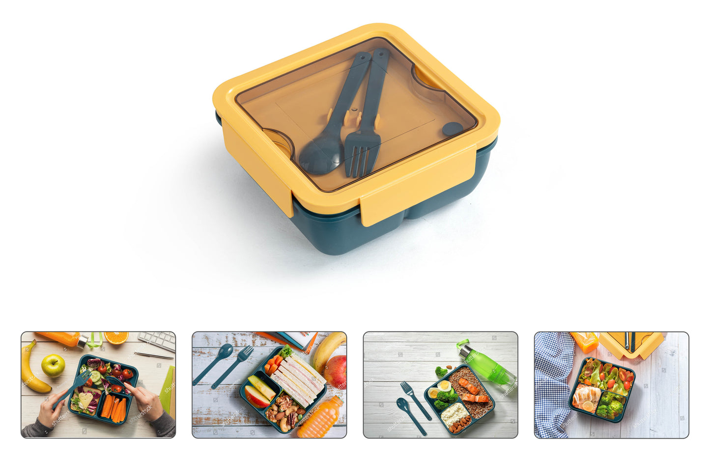 Ovela Leakproof Premium Lunch Box with Cutlery Set (4 Pack)