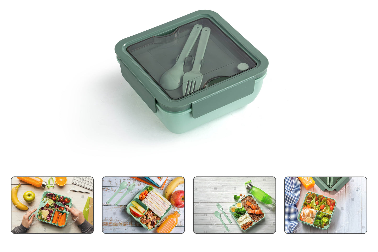 Ovela Leakproof Premium Lunch Box with Cutlery Set (4 Pack)