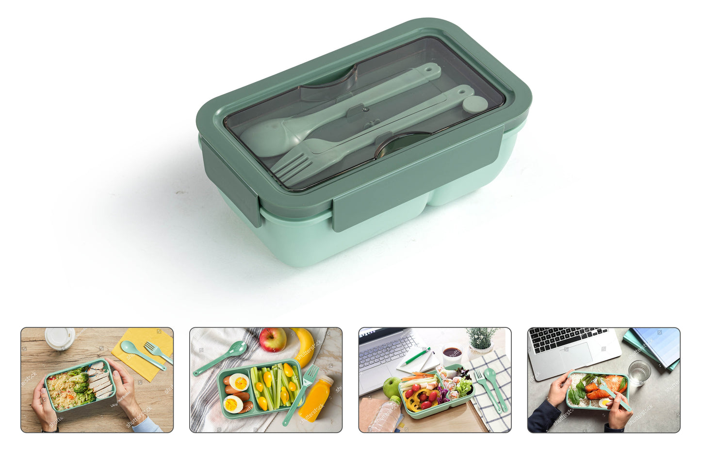 Ovela Leakproof Premium Lunch Box with Cutlery Set (4 Pack)