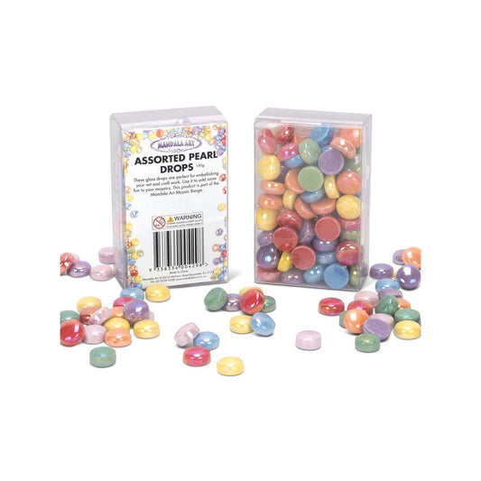 Mandala Art Assorted Pearl Drops - 12mm Glass - Assorted Colours - Smooth Finish