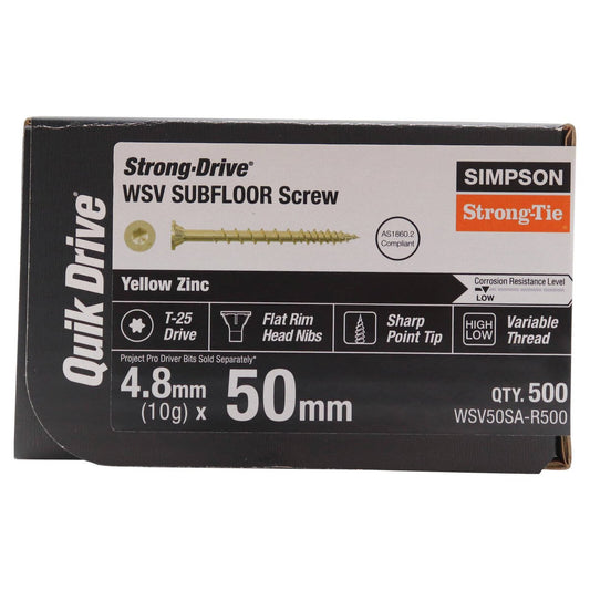 Simpson Strong Tie 10 x 50mm Zinc Yellow Subflooring Screw 500 Pack - Easy Start - Reduced Torque – view 2 - Auzzistore