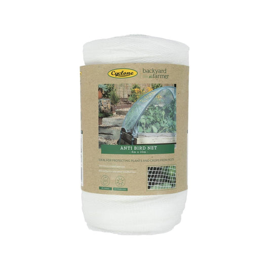 Backyard Farmer Anti Bird Net - 4 x 10m - 5mm Diamond Mesh - White - UV-Resistant - Auzzistore