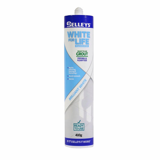 Selleys White For Life Grout Cartridge 410g Water-Based Mould Resistant