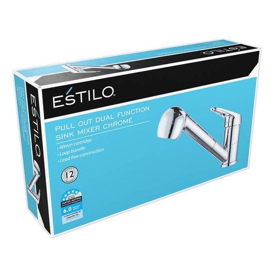 Estilo 40mm Chrome Pull Out Dual Function Sink Mixer - Ergonomic Handle - WELS 5 Star – view 2