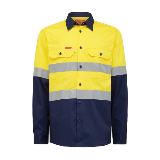 Hard Yakka Hi Vis Taped Long Sleeve Shirt Size S - Yellow Navy - 100% Cotton – view 2