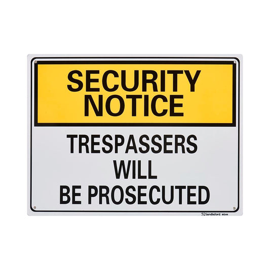 Sandleford Trespassers Prosecuted Sign - 300 x 225mm - Polypropylene - UV Resistant - Auzzistore