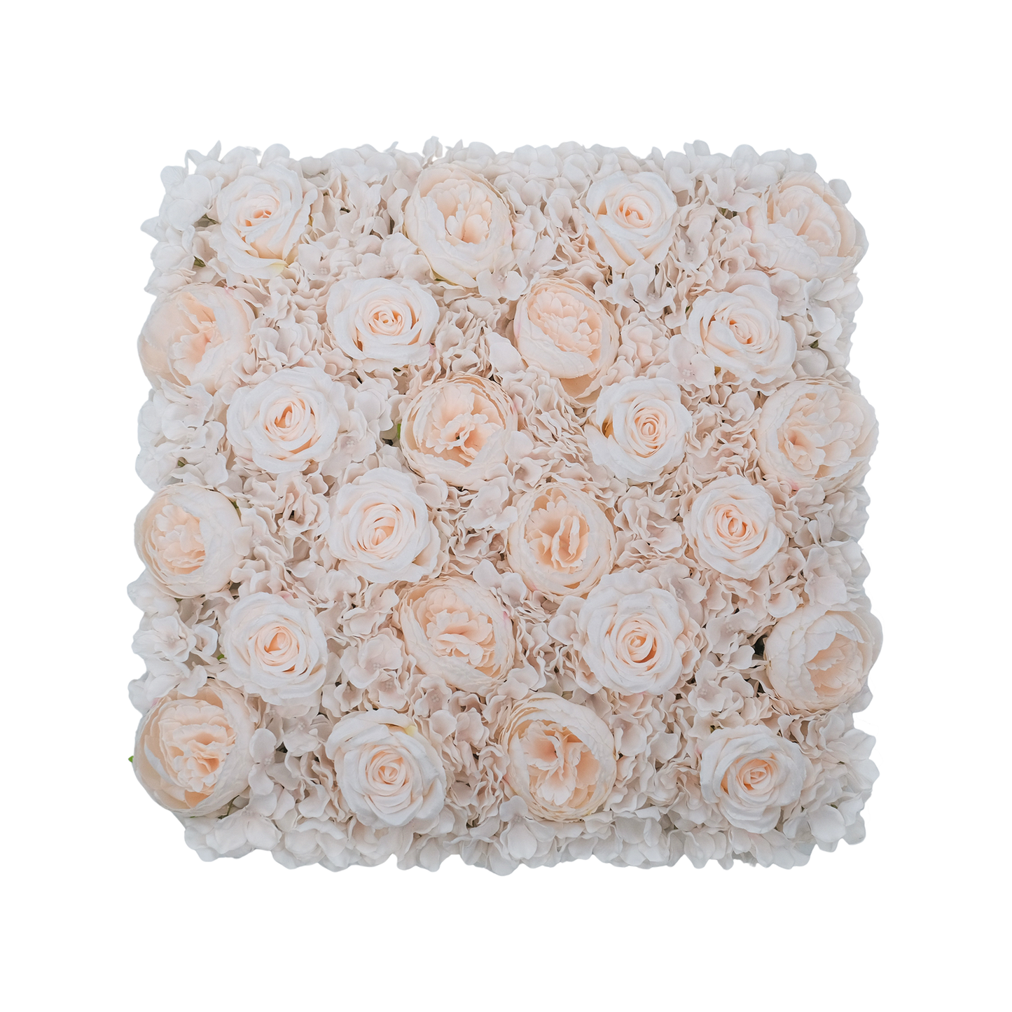 UN-REAL 50cm Blush Artificial Flower Wall Tile - Pink Roses & Hydrangeas, Easy Install
