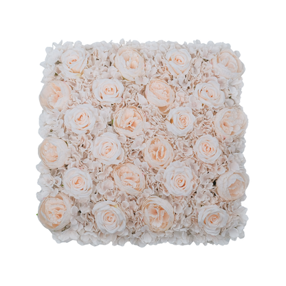 UN-REAL 50cm Blush Artificial Flower Wall Tile - Pink Roses & Hydrangeas, Easy Install